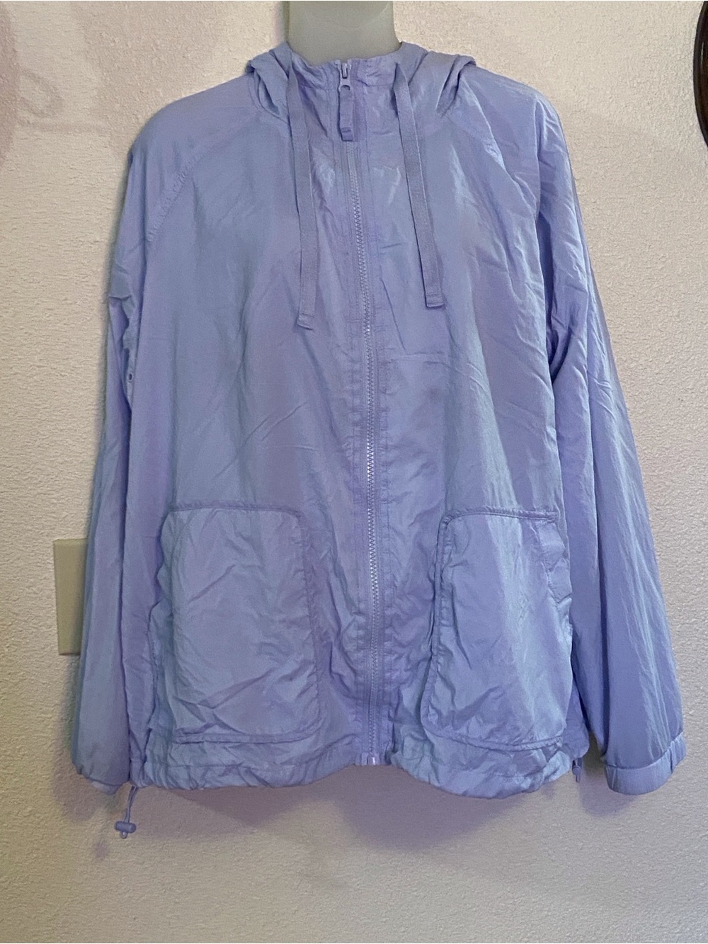 Light Lavender Hooded Windbreaker Jacket - Women Size XXL